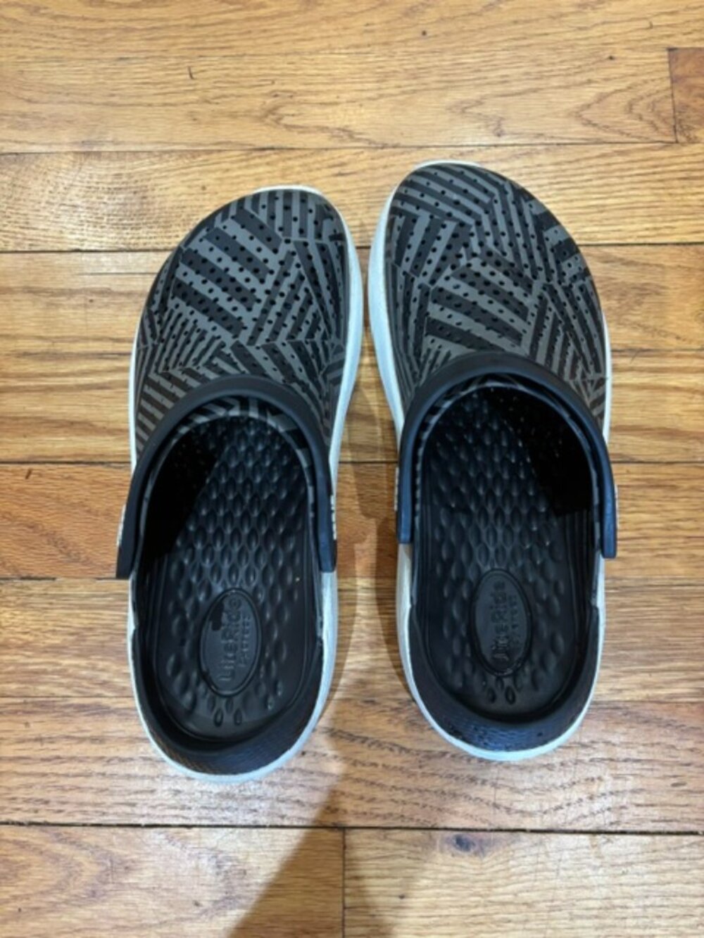 Crocs LiteRide Clogs – Black/Grey – Excellent Condition